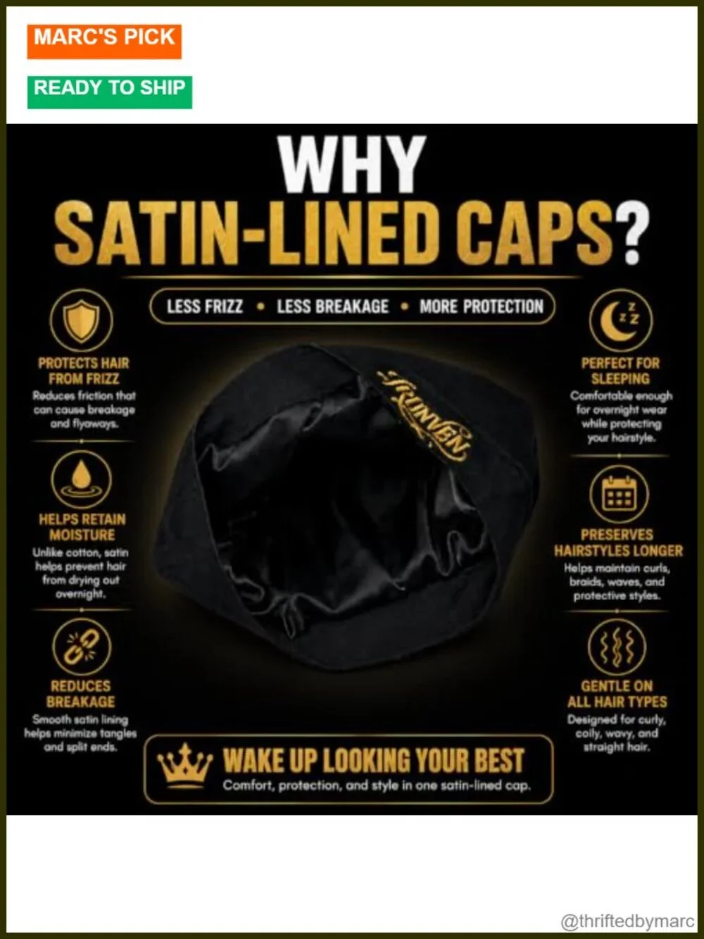 Satin-Lined Premium Skull Cap – Breathable Stretch Fit Hair Protector